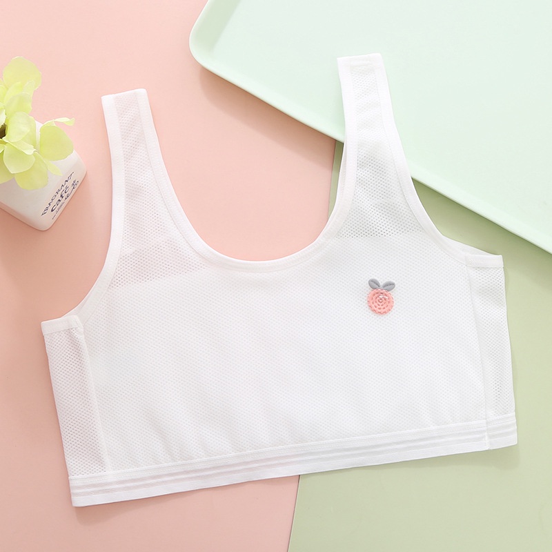 Áo lá cho bé gái cotton áo lót học sinh không đệm mút từ 30-45kg