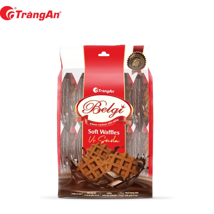 [Vị mới] Bánh trứng sữa mềm Belgi 230g, vị socola thượng hạng, thương hiệu Tràng An, hạn sử dụng 12 tháng