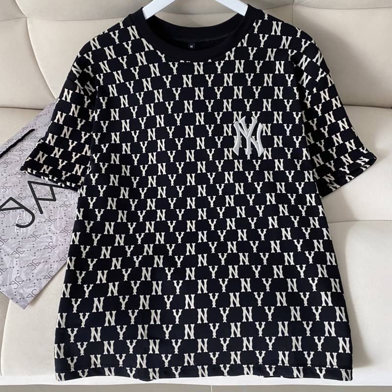 Áo thun và quần NY màu ĐEN/KEM vải chân cua dày mịn  Nam nữ unisex