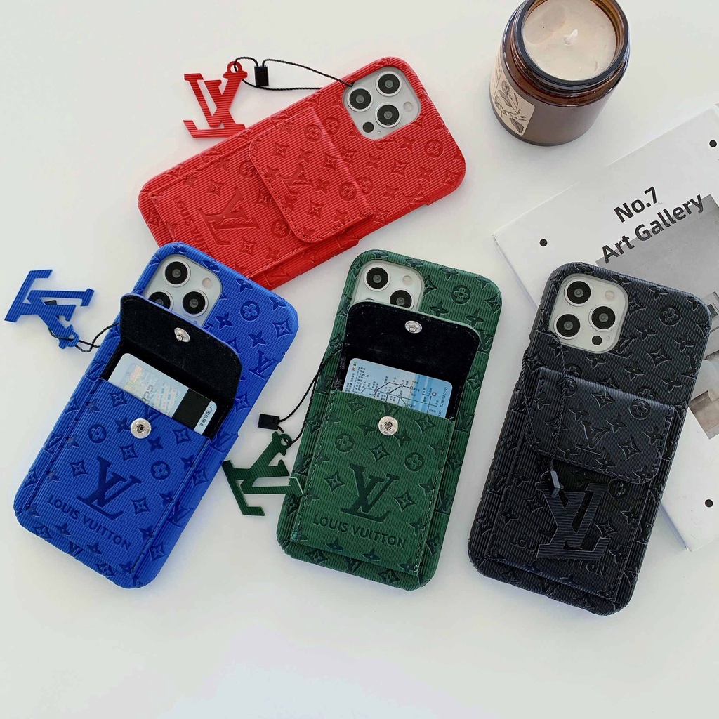 Ốp Điện Thoại Dập Nổi Chữ 3D Có Ngăn Đựng Thẻ Thời Trang Cho iPhone 13promax 12 11 xsmax xr xs 7P