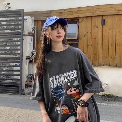 Áo thun Unisex form rộng tay lỡ, Áo phông nam nữ cotton thấm hút, dày dặn mềm mịn họa tiết SHIN