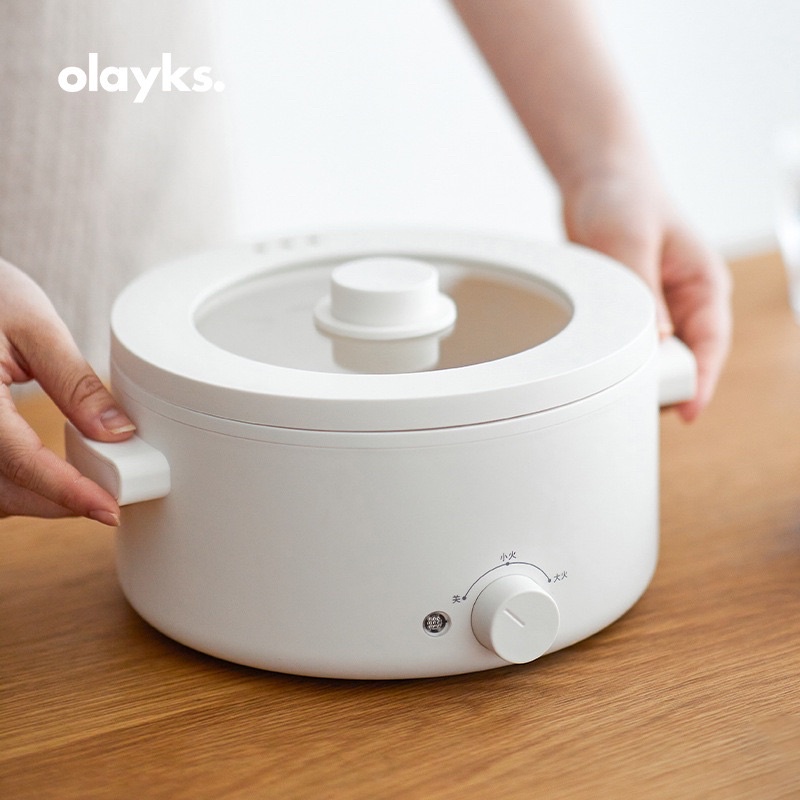 New 2023 Nồi điện đa năng OLAYKS 2L men gốm chống dính cao cấp