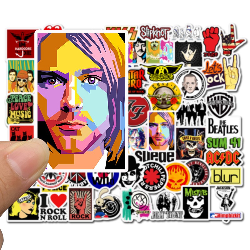Set 50 sticker dán ván trượt trang trí phong cách retro