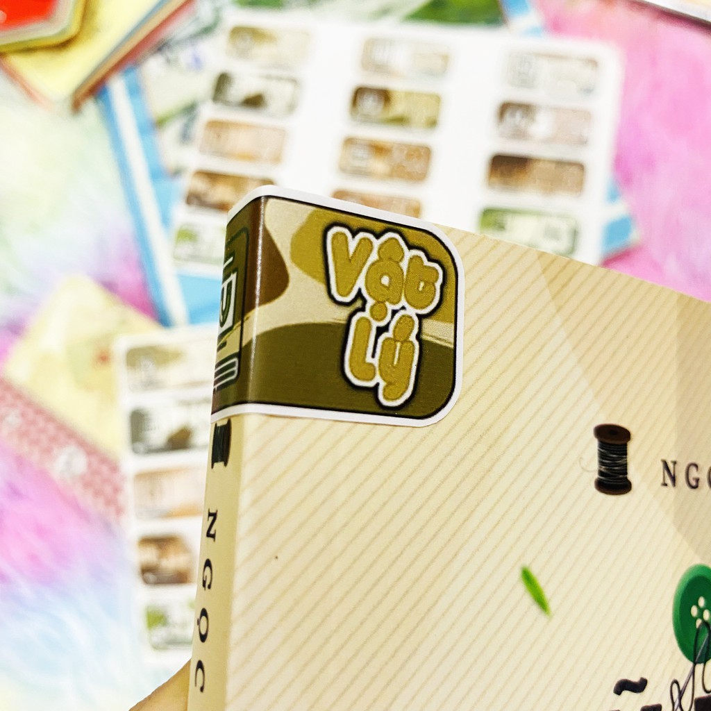 Bộ 15 sticker tem nhãn môn học màu pastel dán tiêu đề môn học, đánh dấu tập, vở, sách