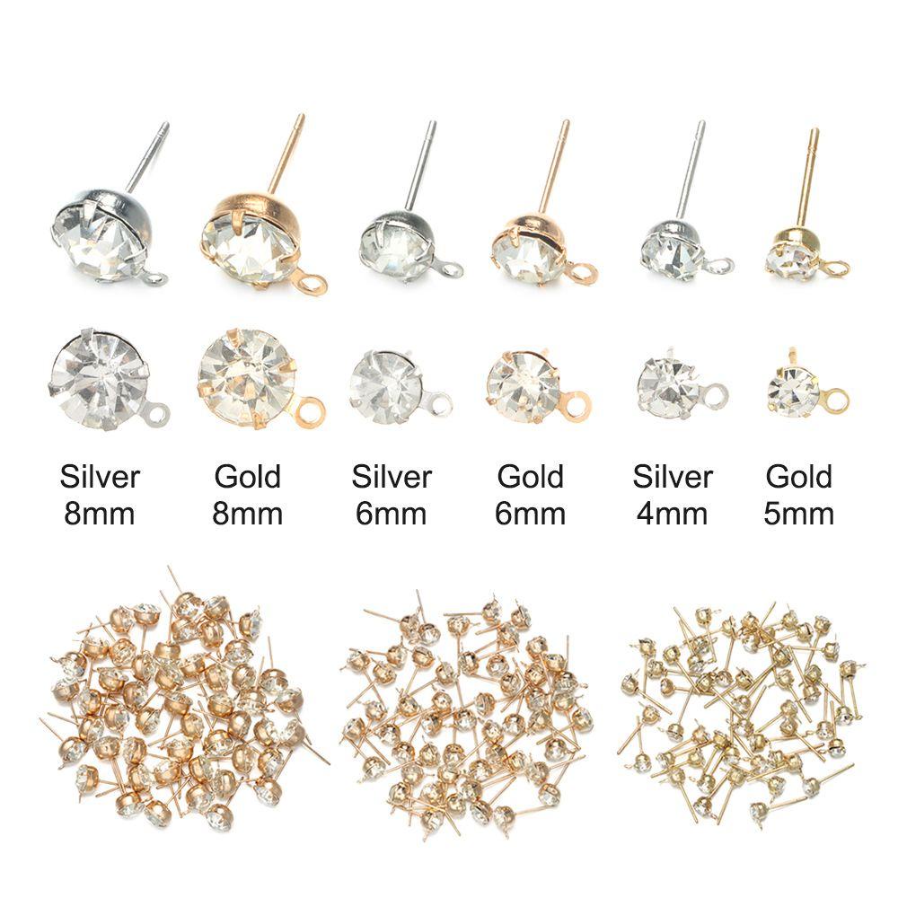 Set 50 Nút Tròn 4 / 6 / 8mm Làm Trang Sức Thủ Công