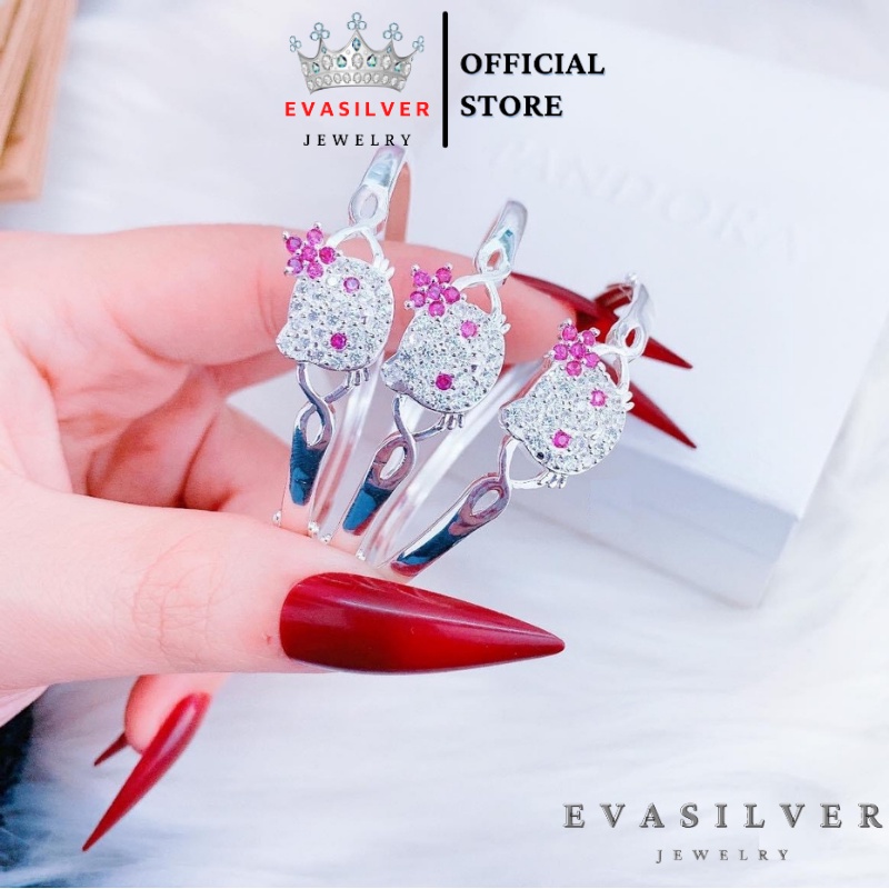 kiềng tay bạc ta cho bé gái hình mèo kytty đáng yêu - Trang sức bạc Evasilver