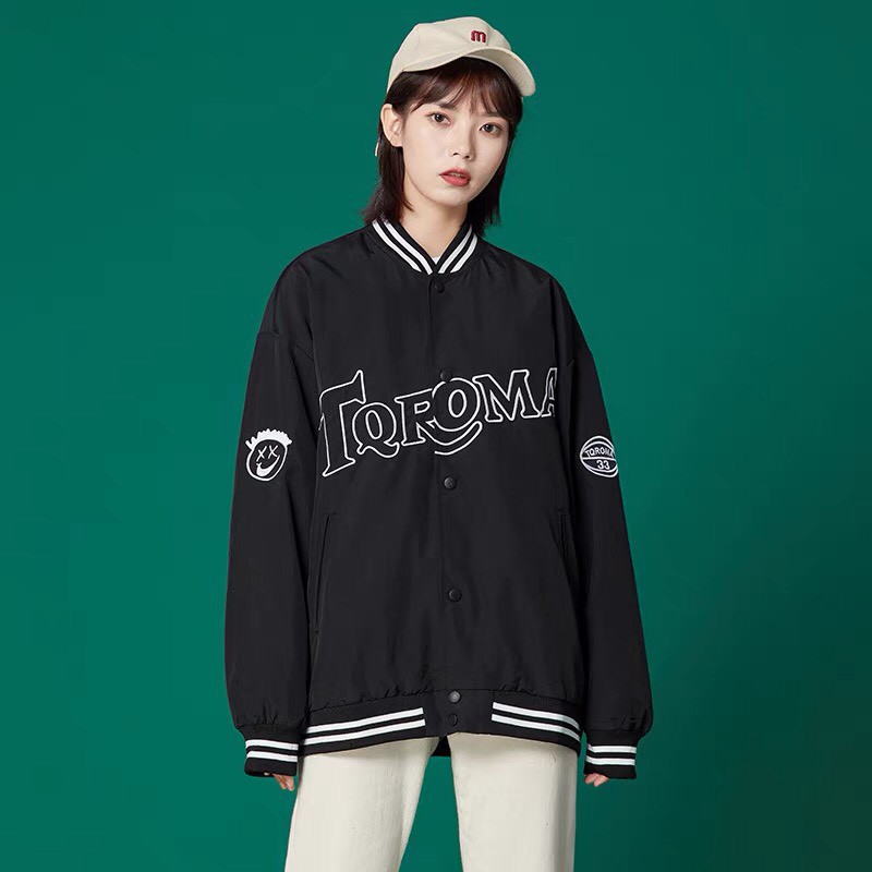Áo khoác dù bomber unisex form rộng TORONA bóng chày nam nữ ulzzang Wind | BigBuy360 - bigbuy360.vn
