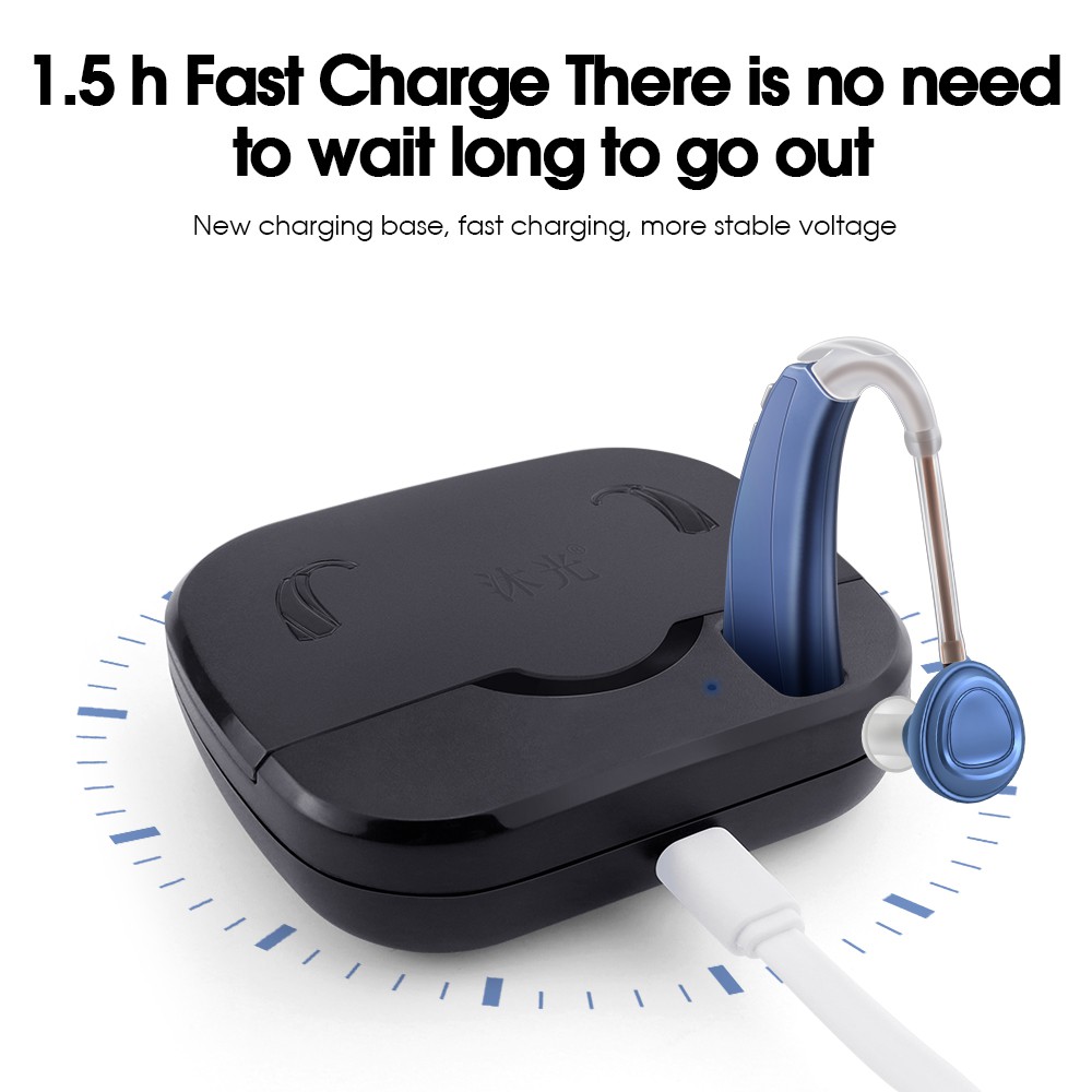 Britzgo Máy Trợ Thính Chất lượng âm thanh tốt Giảm nhiễu điếc USB Phí Cho Người Già Bộ khuếch đại nghe giảm nhiễu điếc VHP-1220 xanh