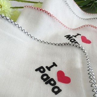 khăn xô cho bé, Set 10 Khăn xô sữa I Love Mama, Papa xuất nhật 2 lớp kích thước 32x32cm