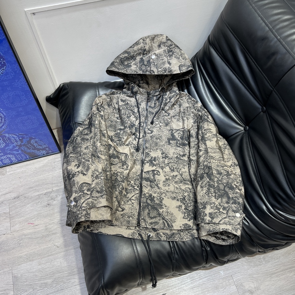 Áo khoác jacquard nữ có mũ thời trang cao cấp Christian Dior CD phong cách thời thượng