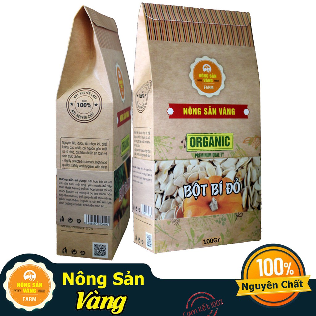 Bột Bí Đỏ Nguyên Chất 100gr - Nông Sản Vàng