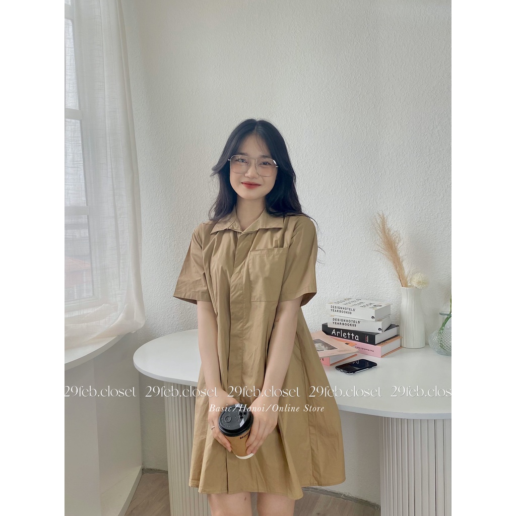 [Ảnh thật/Video] Váy sơ mi thô mềm xếp ly - 29feb.closet - V21