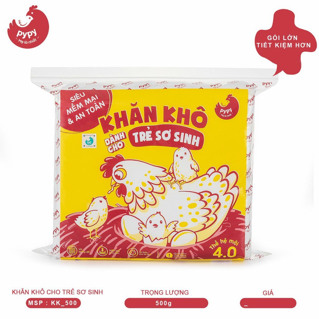 Khăn khô đa năng Pypy 500g siêu mềm an toàn cho trẻ sơ sinh