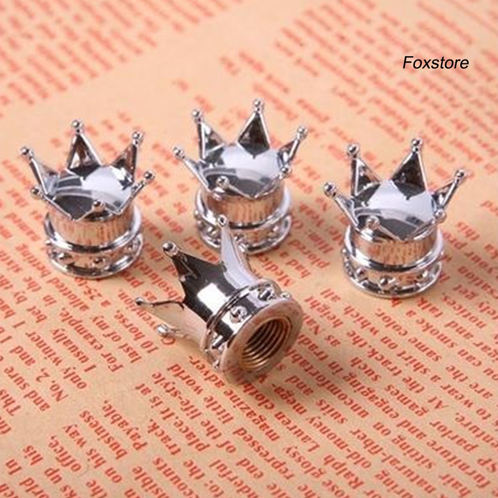 Set 4 nắp van bánh xe chống bụi hình vương miện