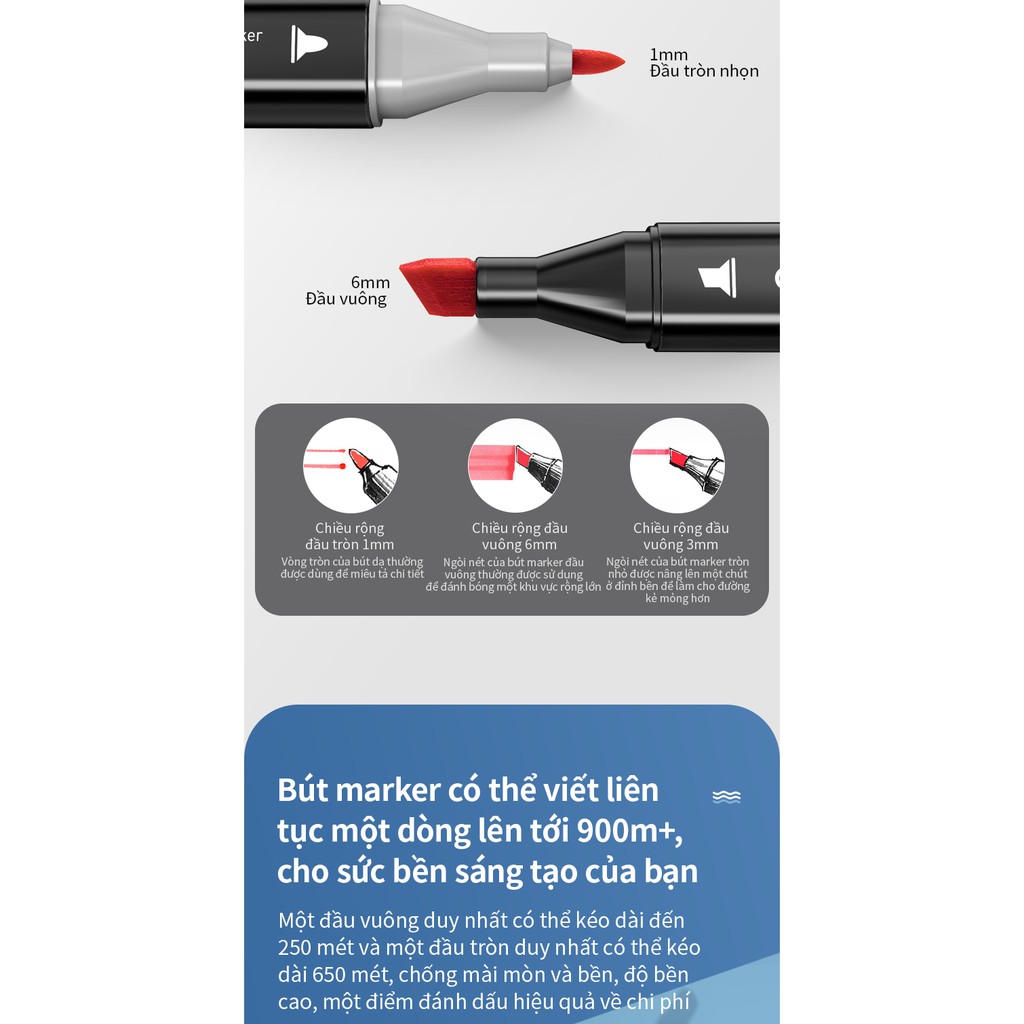 Bút màu marker chuyên nghiệp Deli - kèm túi vải và đế cắm bút - 30/40/60/80 Màu - 70806