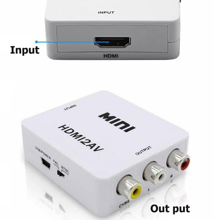 Hộp chuyển tín hiệu HDMI to AV có chip chuyển cho Android box ra tivi cổng hoa sen Trắng