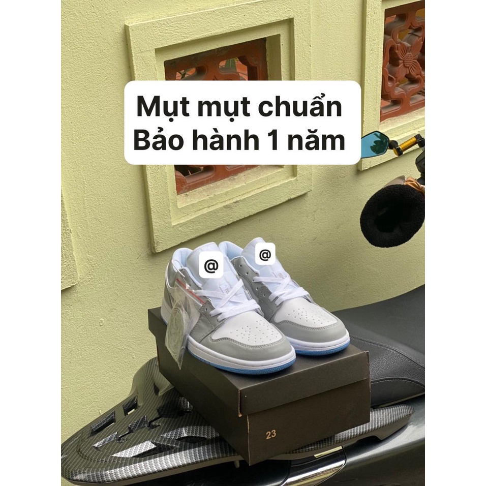 ( Bảo Hành 1 Năm ) Thể Thao Nam Nữ Giày Xám Trắng Đế Xanh Cổ Thấp - Phiên Bản Tiêu Chuẩn