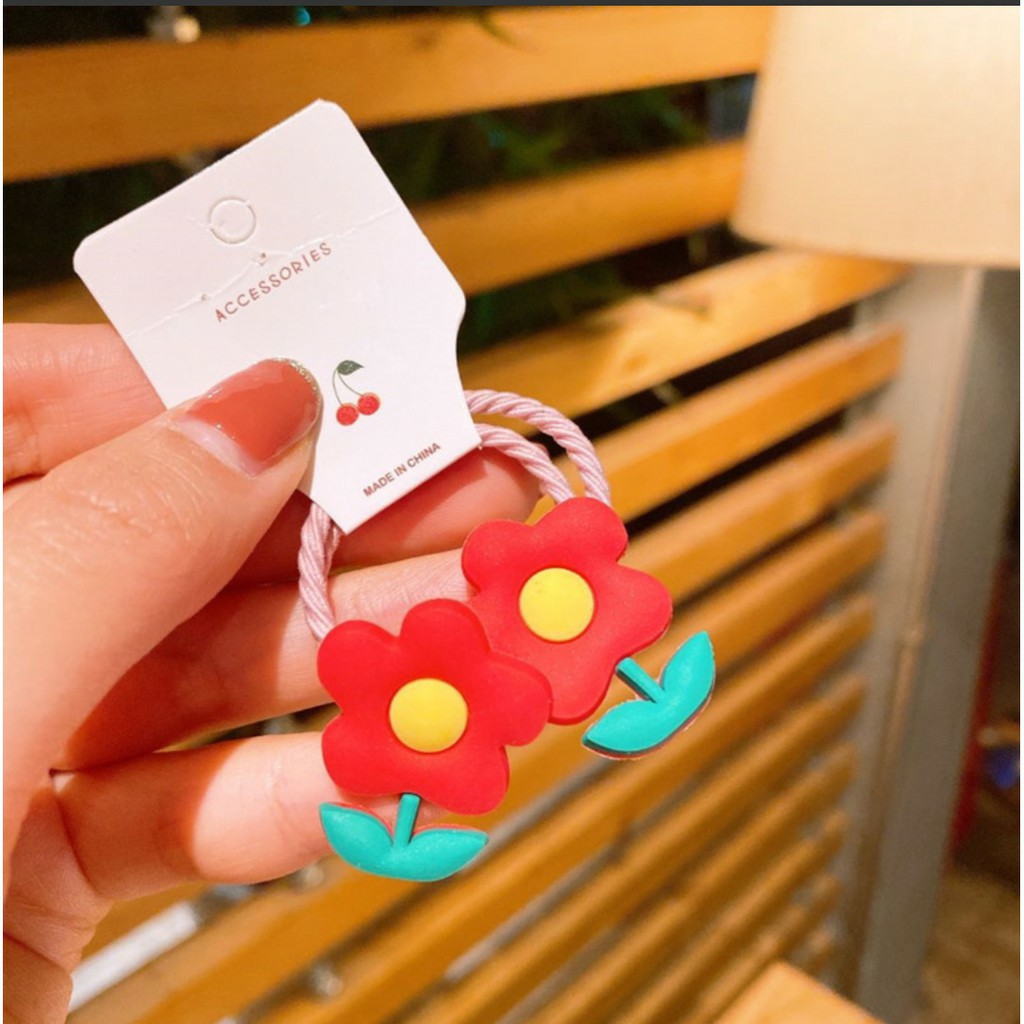 SET 2 CÁI | DÂY BUỘC TÓC HOA QUẢ TRÁI CÂY BẢN TO CHO BÉ YÊU | VIDEO THẬT | SHOP BEECOW