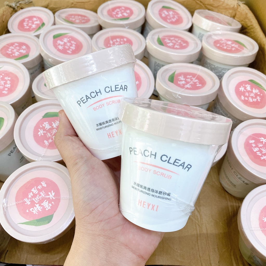 Tẩy da chết body Đào HEYXI Peach Clear, tẩy tế bào chết body đào, kem thải độc tố da 200ml | WebRaoVat - webraovat.net.vn