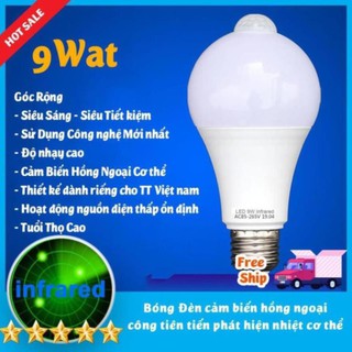 Bóng đèn led Cảm biển chuyển động , Cảm Ứng Thân nhiệt Thiết kế cho thị trường VN Siêu Nhạy, 9w