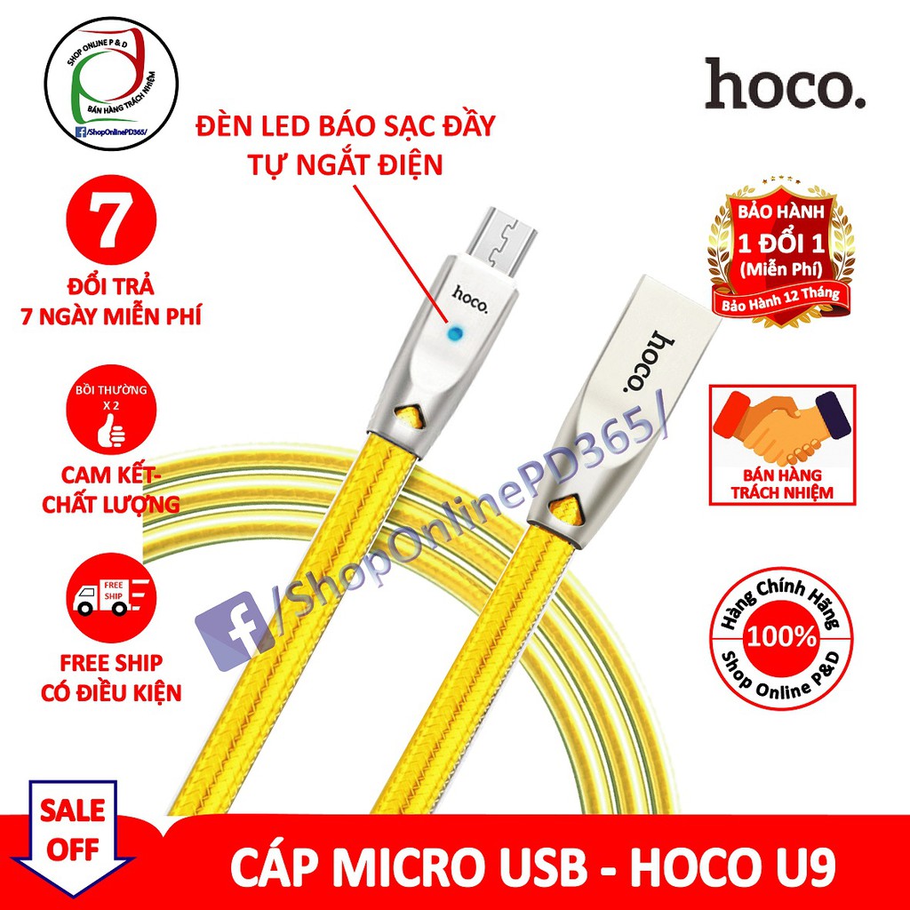 CÁP SẠC NHANH ĐÈN LED MICRO - HOCO U9