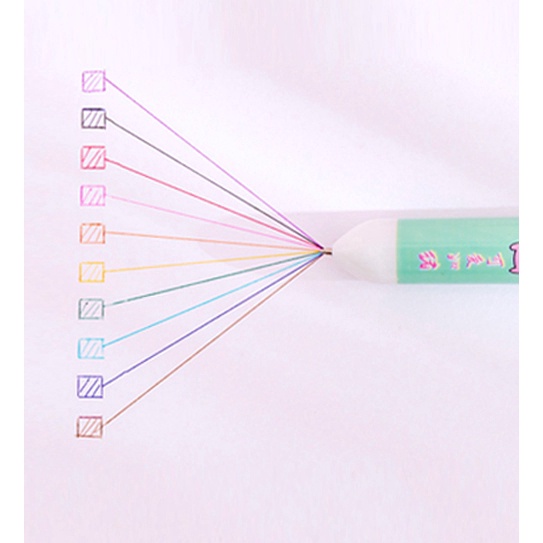 Bút bi 10 màu cute khác nhau, 10 ngòi dạng bấm kiểu dáng xinh xắn đáng yêu