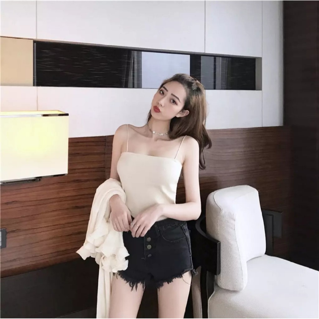 Áo hai dây tăm, áo 2 dây thun croptop ôm sợi bún VATI