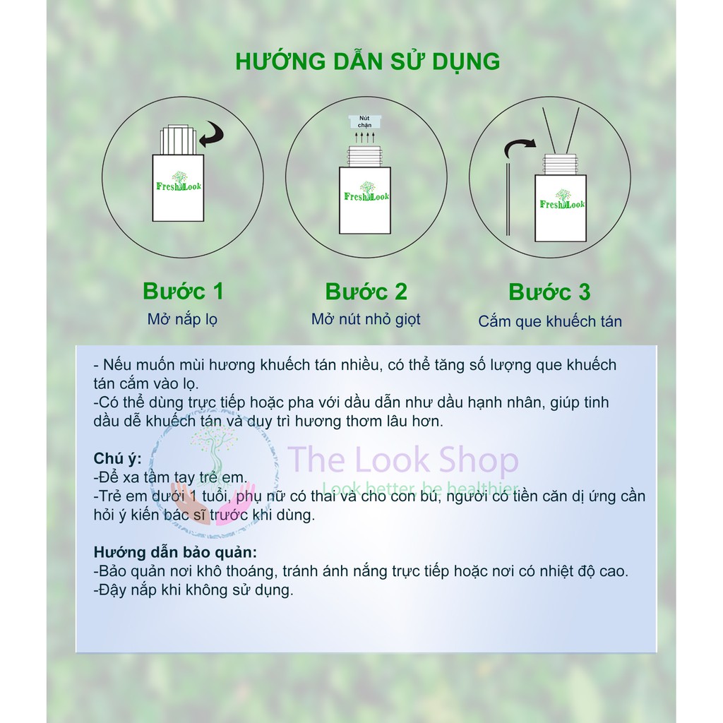 Bộ khuếch tán tinh dầu Ngọc Lan Tây Ylang Ylang Essential Oil 10ml FreshLook-  Khử mùi ẩm mốc, thư giãn, dưỡng da, tóc