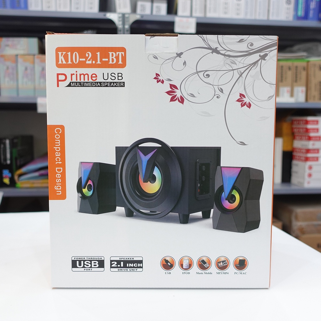 Loa vi tính 2.1 K10 có Bluetooth, Chân USB - Thiết Kế Hiện Đại Có Đèn Led RGB Nổi Bật Loa Công Suất Lớn