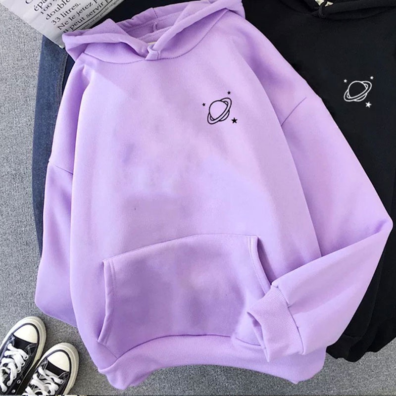 Áo Hoodie Lông Cừu Tay Dài Dáng Rộng Thời Trang Dành Cho Nữ