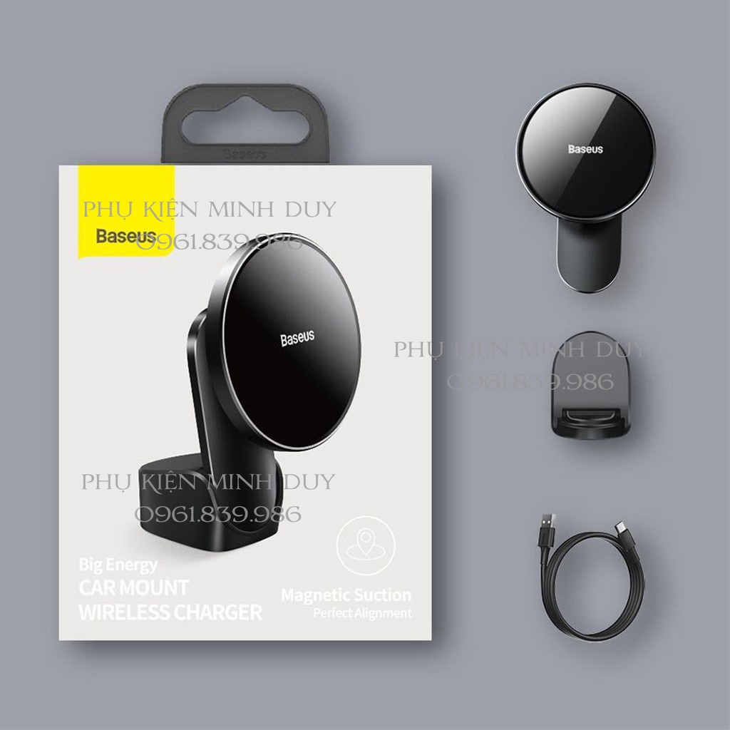 Đế giữ điện thoại tích hợp nam châm và sạc không dây 15W Baseus Big Energy Car Mount Wireless Charger trên oto