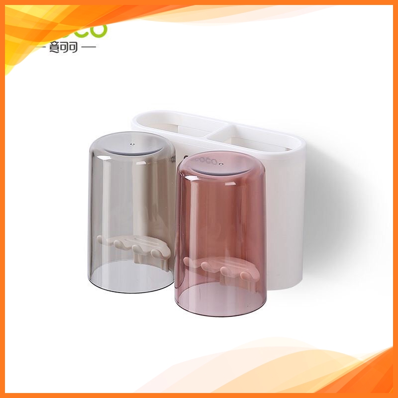 Giá kệ để đồ phòng tắm treo bàn chải đánh răng ECOCO kèm 2 cốc cao cấp, không cần khoan tường 9264