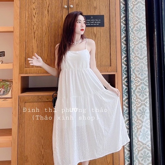 Đầm Maxi Nữ Trắng 2 Dây 🦋 Váy 2s Nữ Chất Đũi Dáng Xòe 🦋 | BigBuy360 - bigbuy360.vn