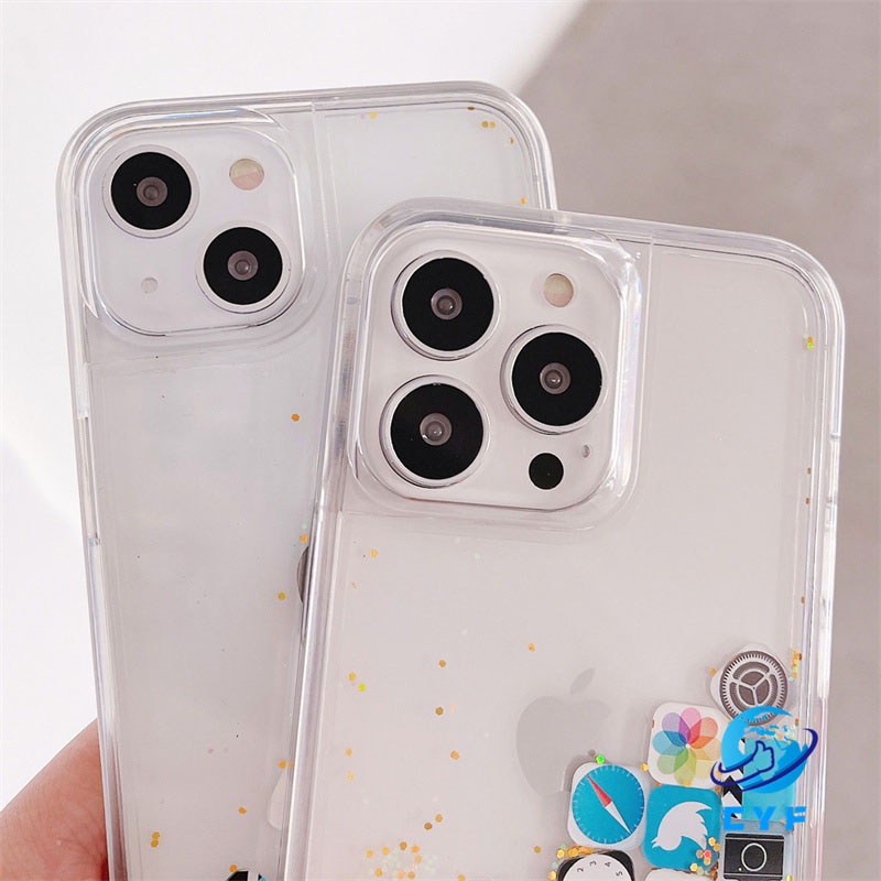 Ốp Điện Thoại Silicone Dẻo Kim Tuyến Chảy Vàng Cho Iphone14 13 12 11 Pro Max 14Plus