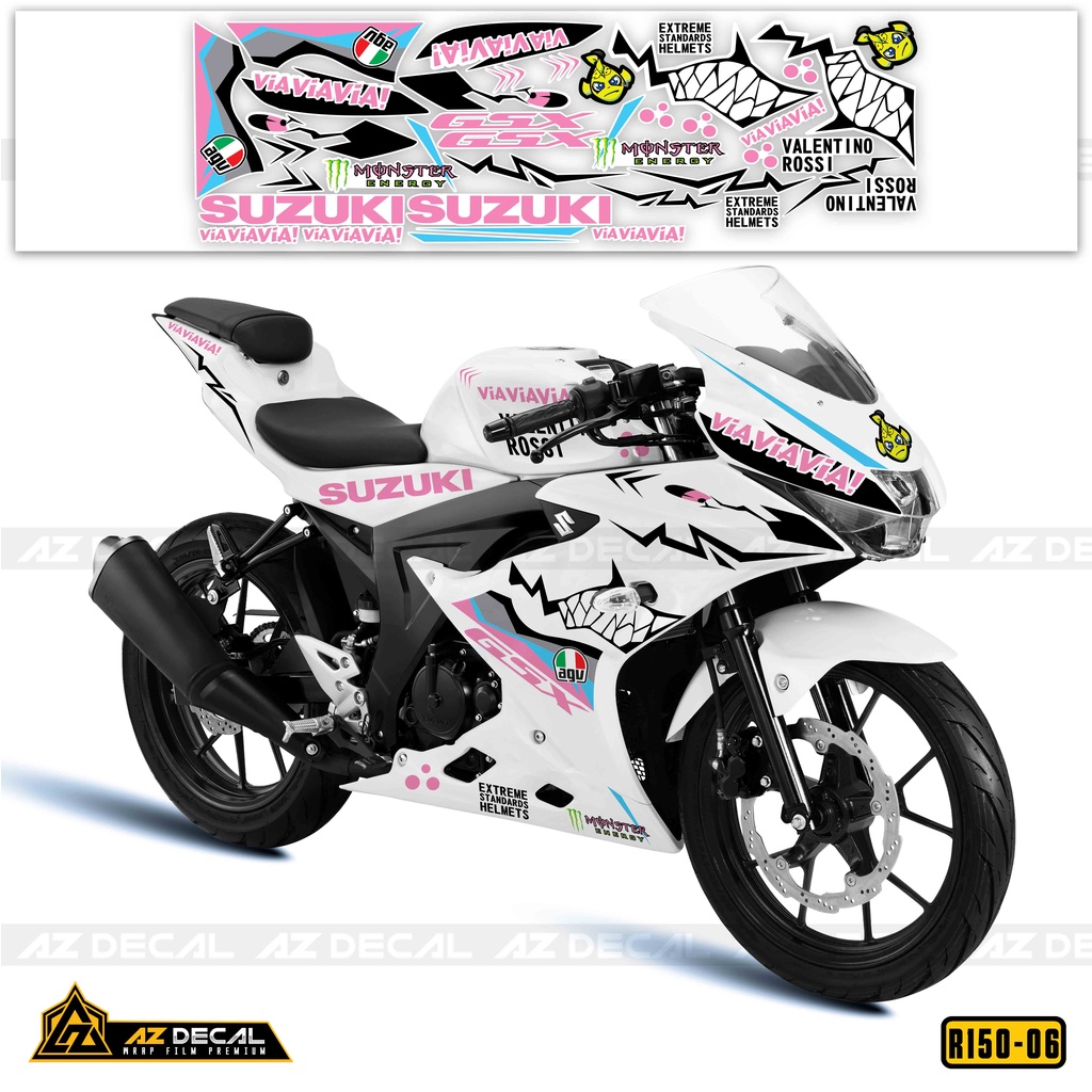 Tem Xe GSX R150 Nhiều Lựa Chọn Màu - Phong Cách Cá Mập Viaviavia | GSX R150-06 | Decal PVC Chống Nước