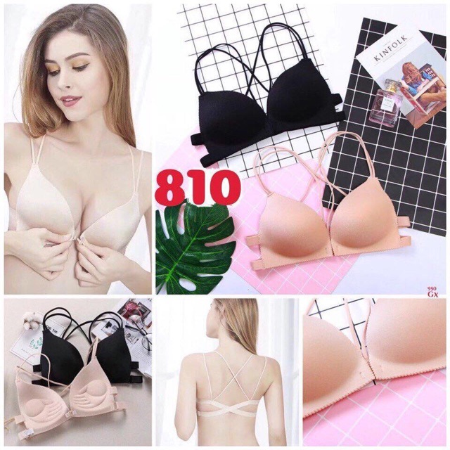 Áo ngực mỏng cài trước giá rẻ đẹp - Áo bra su đúc dây chéo đi biển cực xinh màu da đen