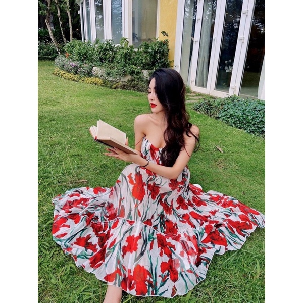 Vải tơ hoa dây 2 màu