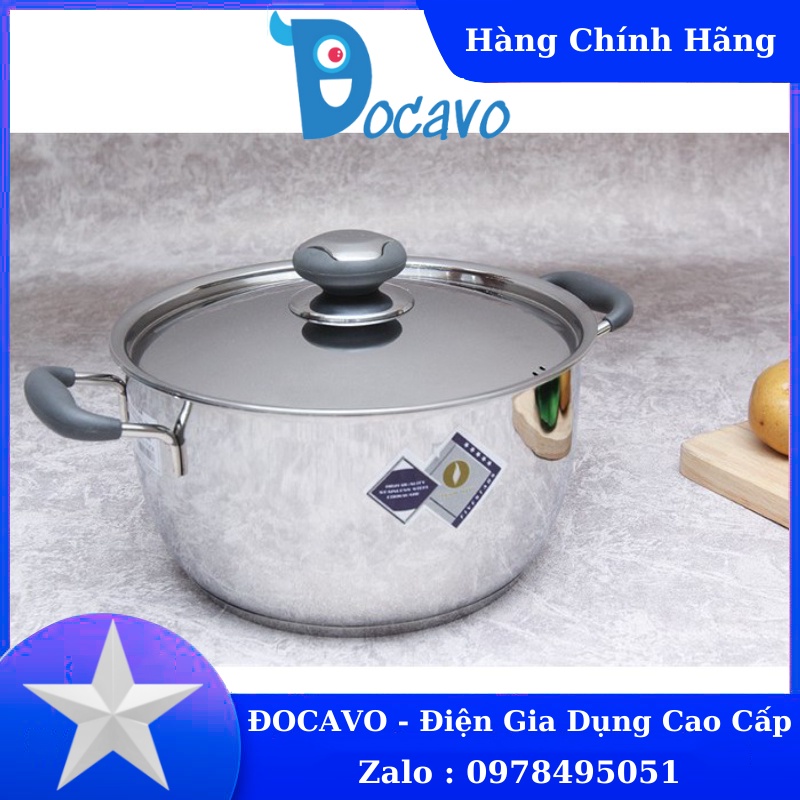 Nồi inox 3 đáy Fivestar N24-3DC 24 cm quai silicon chống nóng nắp inox