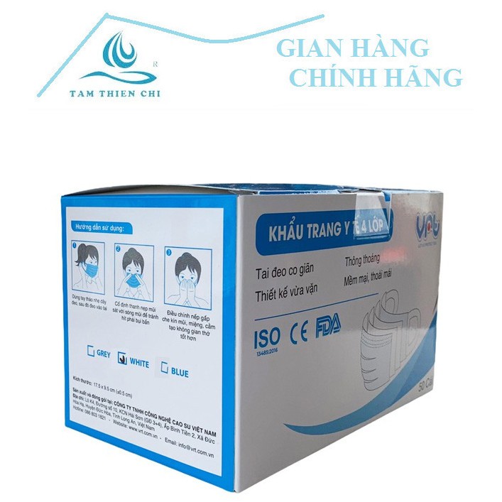 Khẩu trang 4 lớp kháng khuẩn chuẩn vải lọc TamThienChi hộp 50 cái