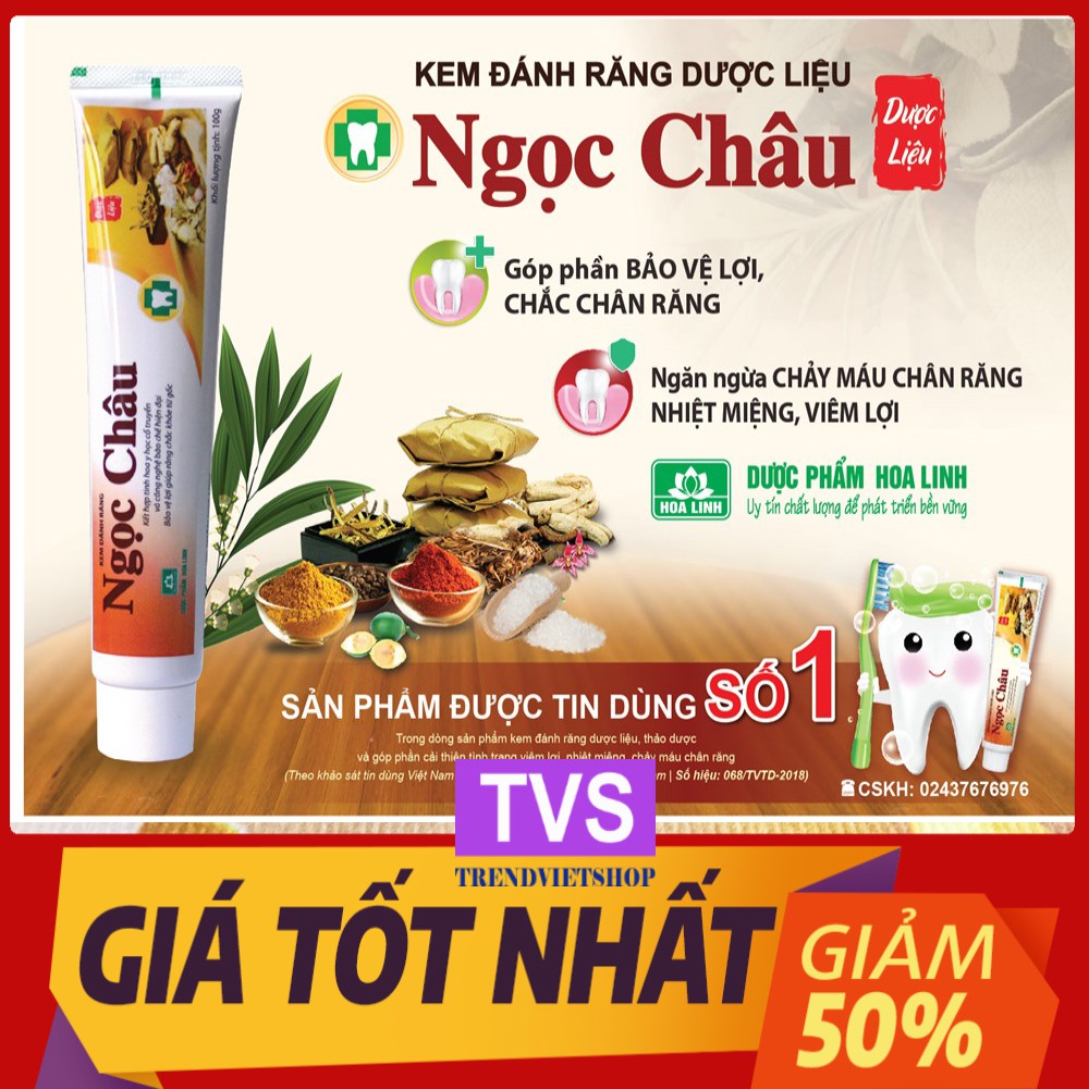 [Freeship có video kèm ảnh thât] Kem đánh trắng răng thảo dược Ngọc Châu chính hãng giá tốt tuýp 100g