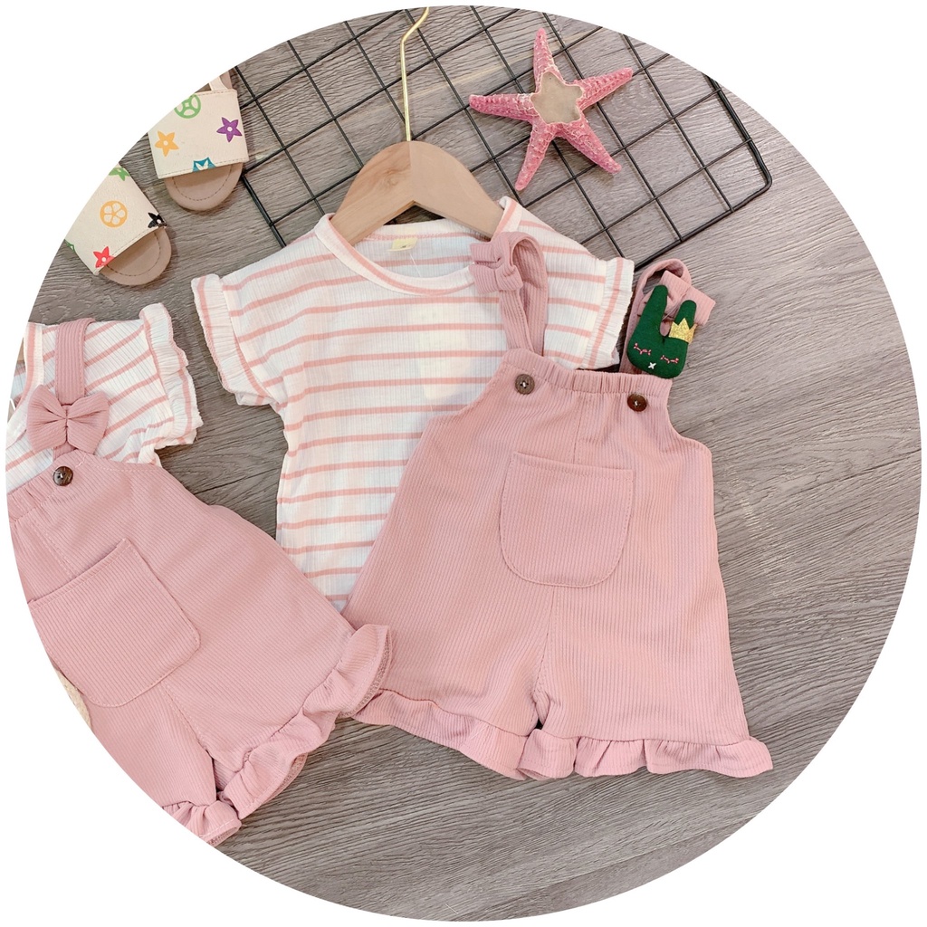 (8-13kg)QCCC Yếm thỏ kèm áo len tăm cho bé gái siêu cute(ảnh clip thật)