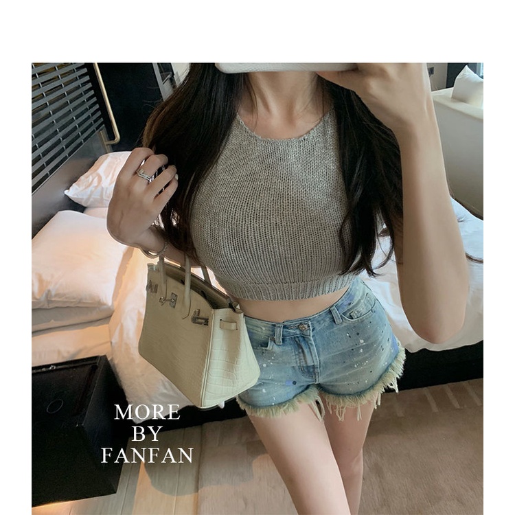 Quần Short denim Chữ A Lưng Cao Họa Tiết Chấm Bi Màu Sắc Thời Trang Mùa Hè Mới Cho Nữ