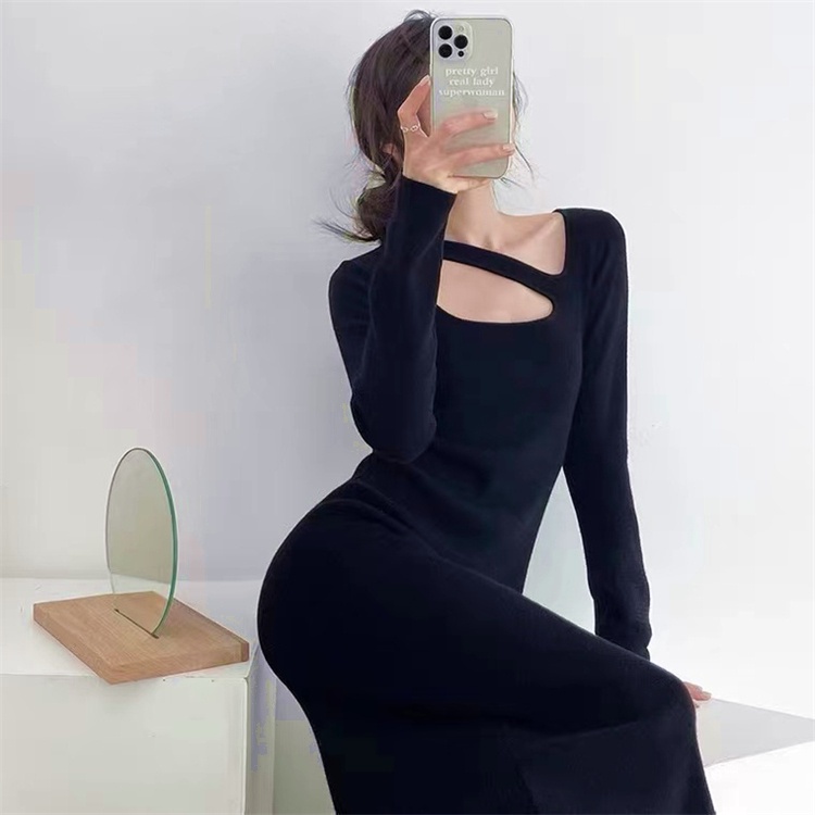 SUXI (MỚI) Đầm midi dài tay gợi cảm, phong cách Hàn Quốc dành cho nữ