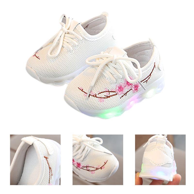 Mary☆Baby Girls Boys Embroidery Sport Running LED Luminous Mesh Shoes Sneakers Lot