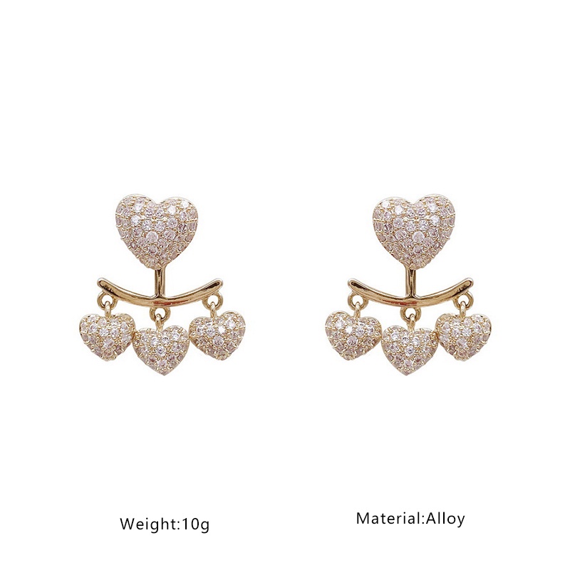 Bông Tai Mạ Bạc 925 Hình Trái Tim Đính Đá Kim Cương Nhân Tạo Toàn Diện