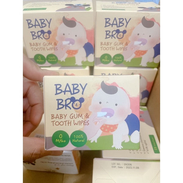 {Nhùn nhùn}Gạc rơ lưỡi vệ sinh răng miệng Baby Bro 1 chiếc/25 chiếc(date mới)