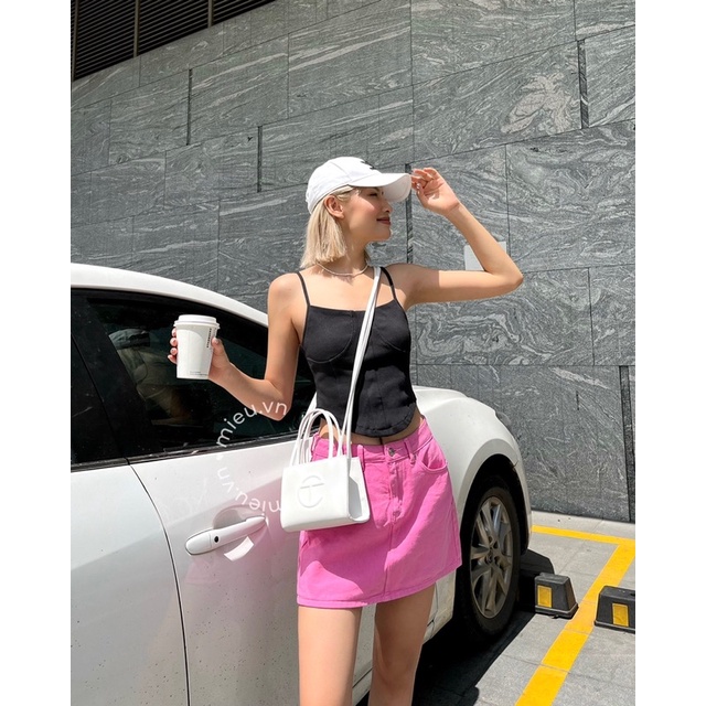 Áo thun nữ hai dây chất thun gân dây corset phong cách Y2K MIEU- JJL05