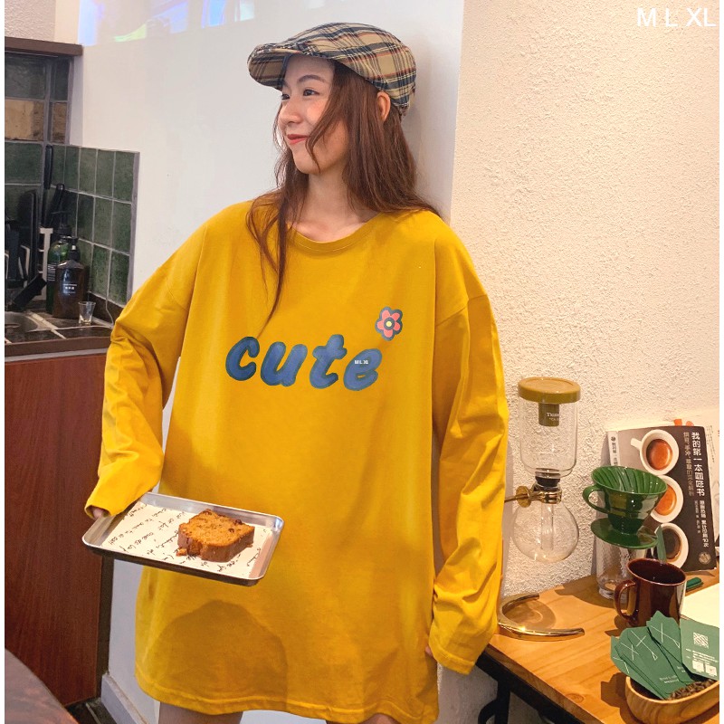 Áo thun tay dài form rộng CUTE ulzzang thu đông UNISEX ( HÀNG ĐẸP KÈM ẢNH THẬT )