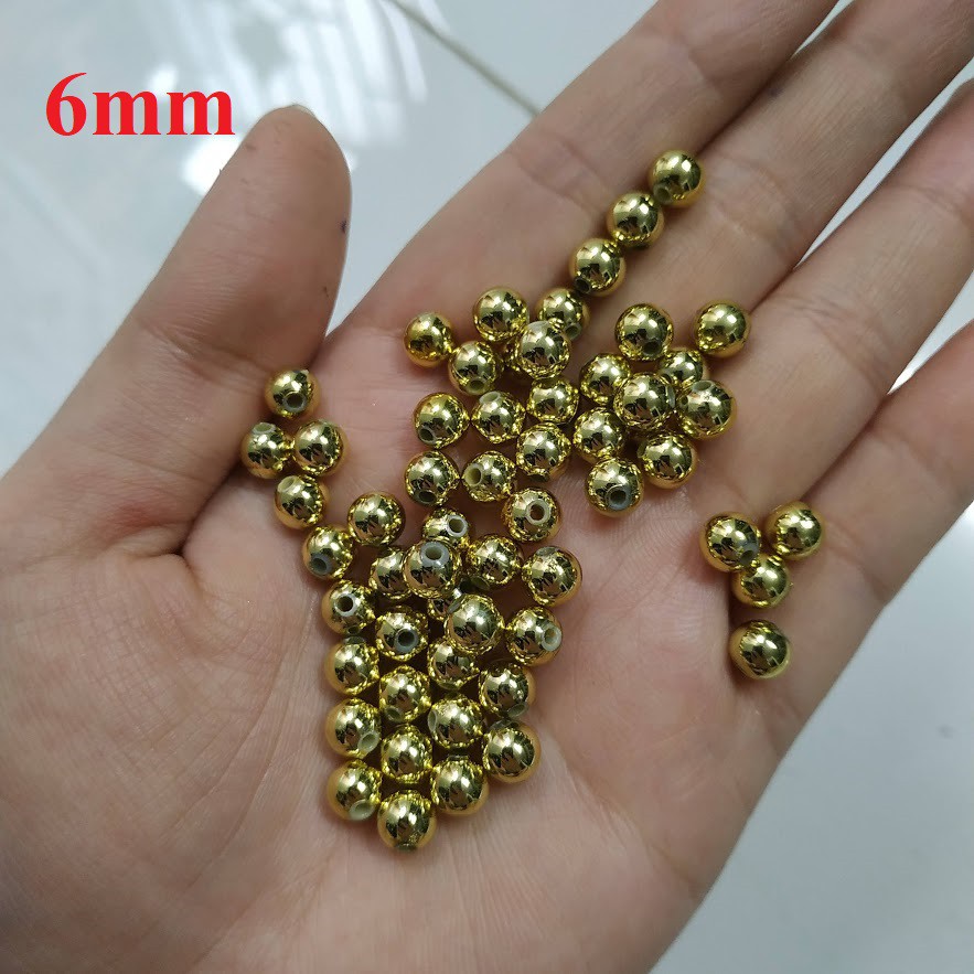 25gr hạt cườm vàng xi, bạc xi 3-4-5-6-8mm (loại đẹp)