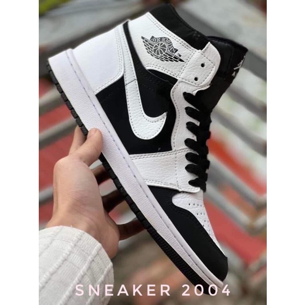 Jordan trắng đen cổ cao (Free ship) Jd1 panda cổ cao thể thao nam nữ sneaker full box